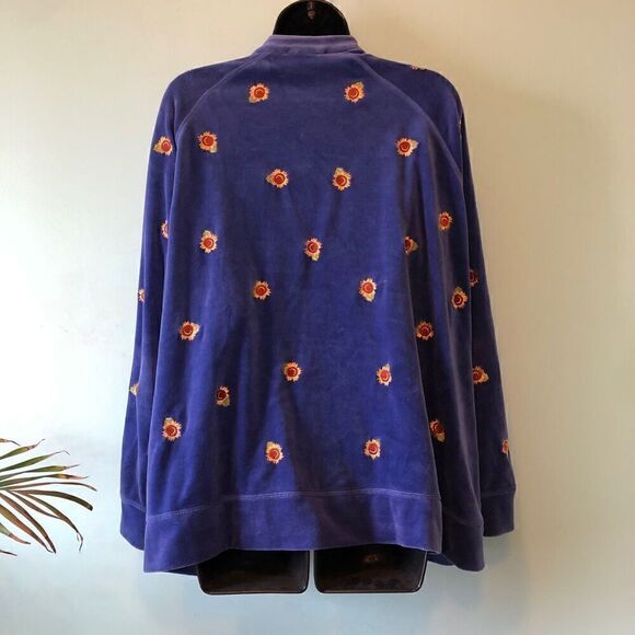 Embroidered Sunflower Velour Jacket - Picture 4 of 4